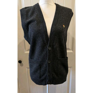 Vintage Arnold Palmer Charcoal Gray VNeck Button Down Sweater Vest Sz M Umbrella